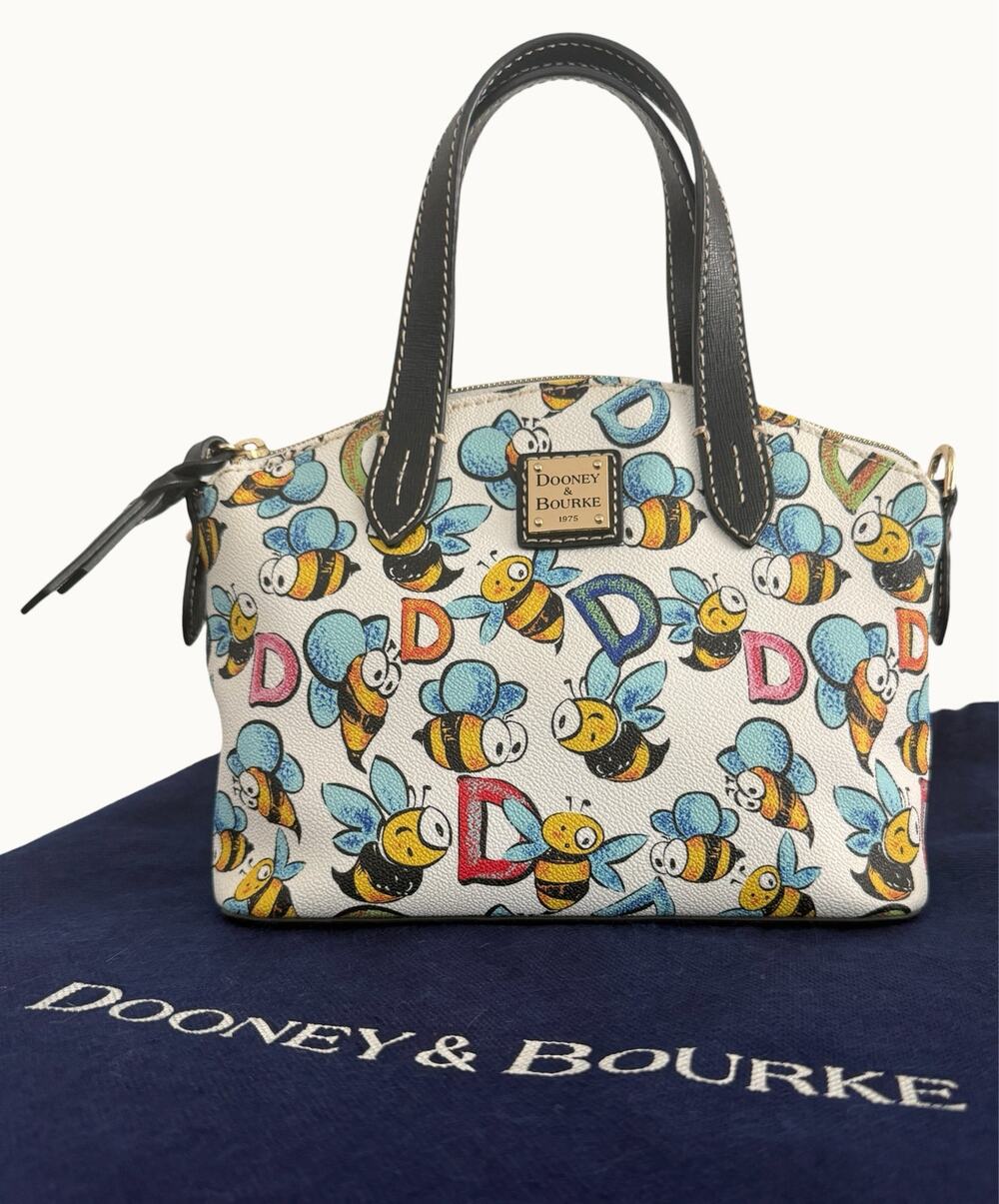 Dooney & Bourke Bumble Bee Satchel Handbag 2006 Y2K Vintage Canvas Leather Bag